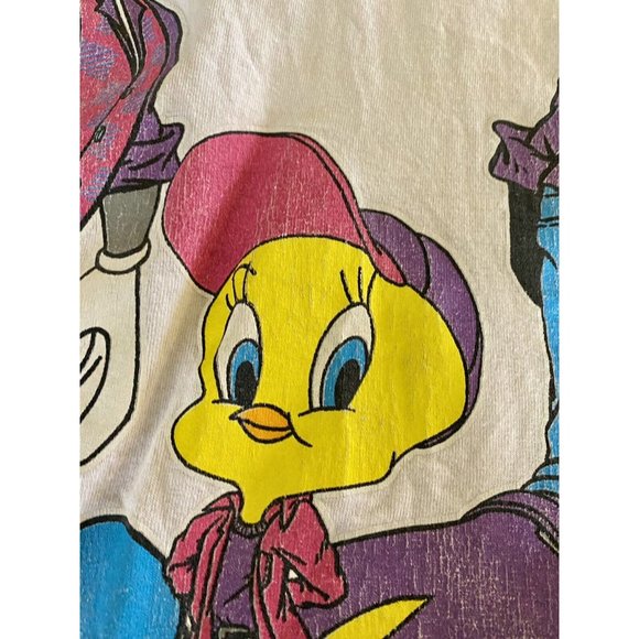 Looney Tunes 1994 Sun Sportswear Large Shirt Vintage Daffy Duck Tweety Bugs READ - Picture 12 of 16